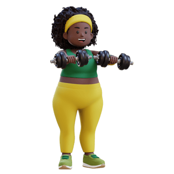 3D Plus Size Overweight african woman Lifting Dumbbells Front Raise png