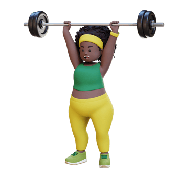 3D Plus Size Overweight african woman doing Overhead Press png