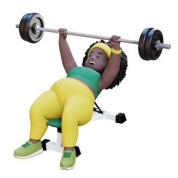3D Plus Size Overweight african woman doing Incline Bench Press png