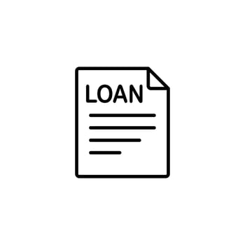 A simple line art icon representing a loan document. Perfect for financial apps or websites. vector