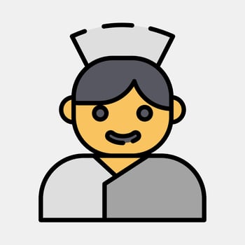 Icon nurse. Medical elements. Icon in filled line style. vector