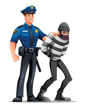 Police officer with arrested burglar vector