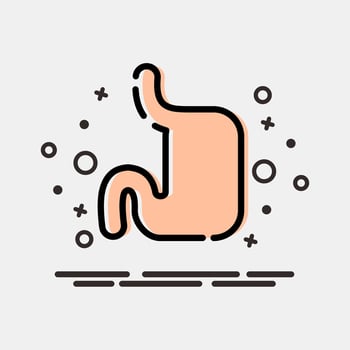 Icon stomach. Medical elements. Icon in MBE style. vector