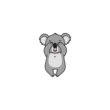 An icon of a cute cartoon koala character covering its face with its hands and a shy expression, symbolizing embarrassment, shyness, or bashfulness. vector