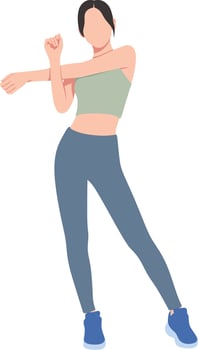 Slim athletic girl doing stretching before workout vector