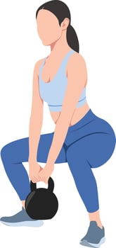 Woman Doing Kettlebell Squat Exercise vector