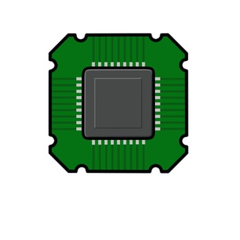 Green Computer Chip Processor Icon vector
