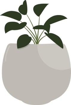 Houseplant in Round Grey Pot vector