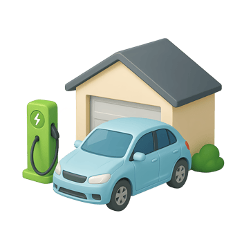 Electric Car Charging at Home Garage png