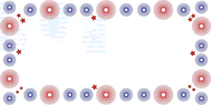 Festive Patriotic Frame with Fireworks and Stars vector