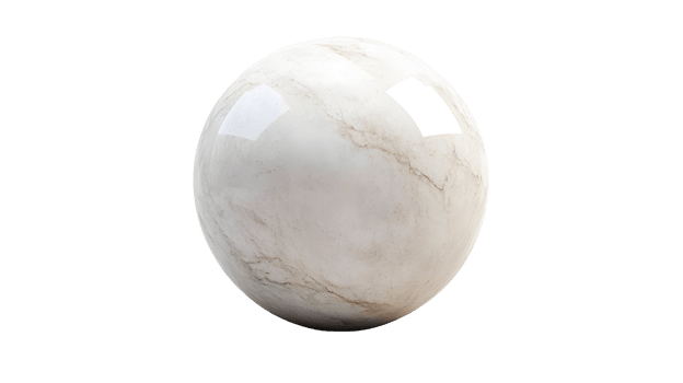 Detailed digital rendering of a smooth marble sphere isolated on transparent background. png