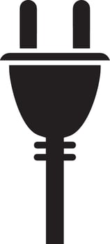 Of a simple black electrical plug icon isolated on white background vector
