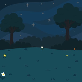 flat outdoor illustration of forest with night sky suitable for campfire and stargazing illustration vector