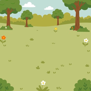 flat outdoor forest illustration suitable for playground theme vector