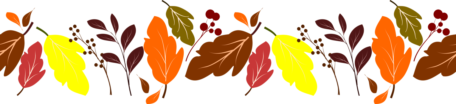 Autumn fall seamless border on transparent background png