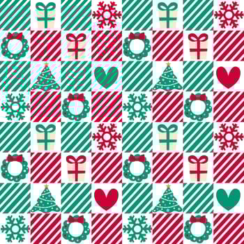 Christmas pattern with gifts and snowflakes vector