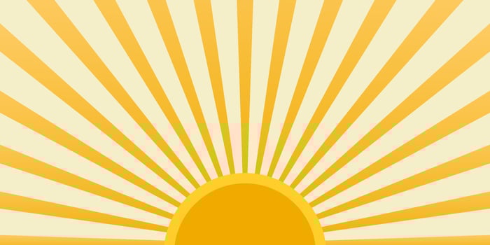 Yellow background with sun rays. Bright horizontal long advertising template. vector