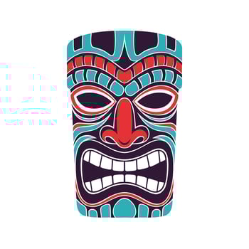 Illustration of Hawaiian traditional tribal tiki mask, Hawaiian God style vector