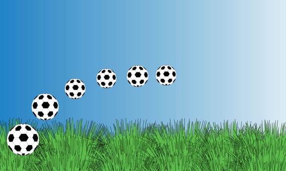 soccer balls on green grass vector