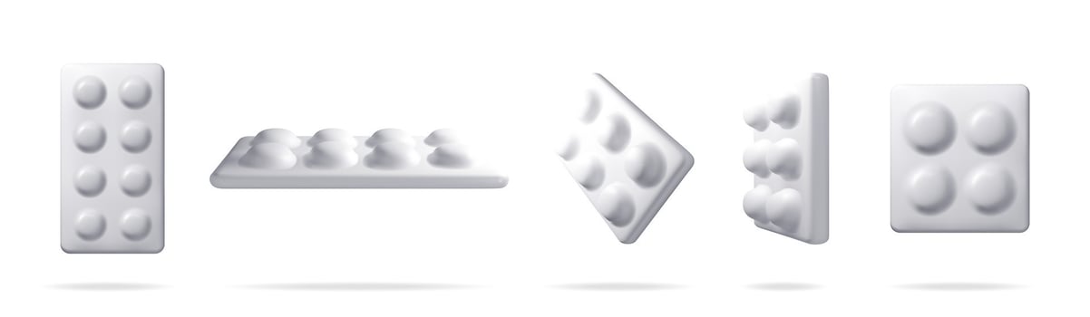White medical blister packs with pills or vitamins vector