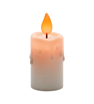 Candle with flickering flame minimalist 3D rendering in a soft and smooth renderer png