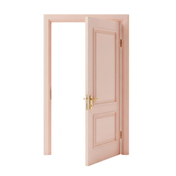 Open door minimalist 3D rendering soft and smooth renderer png