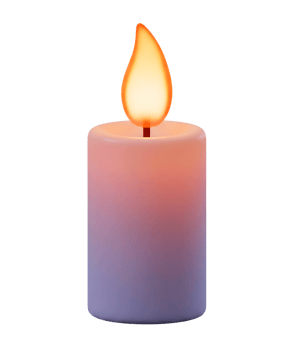 Candle with flickering flame minimalist 3D rendering in smooth renderer png