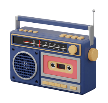 Radio cassette player minimalist 3D rendering in a soft and smooth renderer png