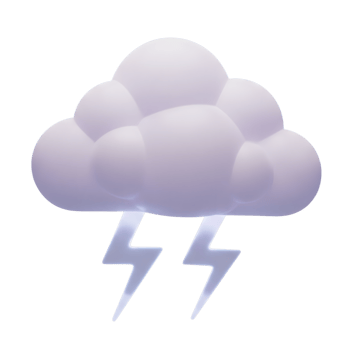 Cloud and lightning bolt minimalist 3D rendering in soft smooth renderer png