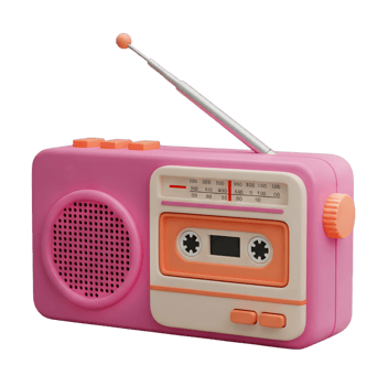 Radio cassette player minimalist 3D rendering in soft and smooth renderer png