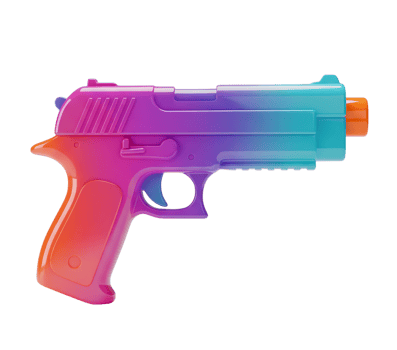 Toy pistol minimalist 3D rendering in a soft smooth renderer png