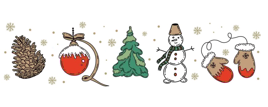Christmas symbol, toy, tree, ball, on white. Hand drawn illustration. vector