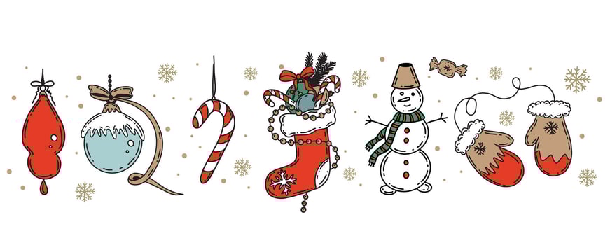 Illustration of Christmas ornaments and snowman vector