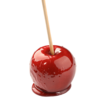 Shiny Red Candy Apple on a Stick Isolated on White, Sweet Treat, Festive Food, Halloween Dessert, Autumn Confectionery Transparent Background png
