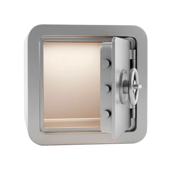 Open Metal Safe Deposit Box Minimalist 3D Rendering in Smooth Renderer png