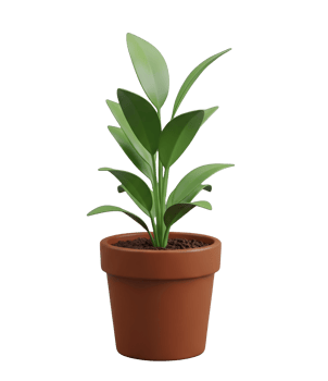 Potted Green Houseplant Minimalist 3D Rendering Smooth Renderer png
