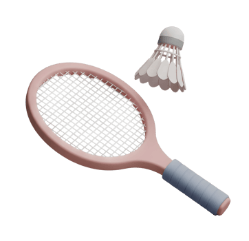 Badminton Racket and Shuttlecock Minimalist 3D Rendering Smooth Renderer png