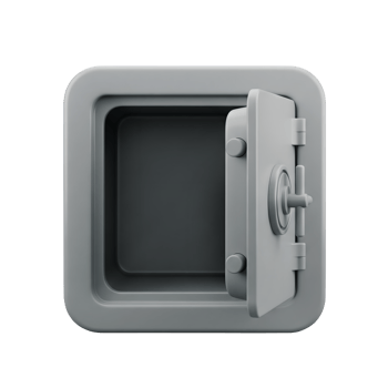 Open Metal Safe Deposit Box Minimalist 3D Rendering in Soft And Smooth Renderer png