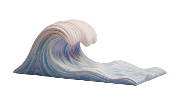 Stylized Ocean Wave Minimalist 3D Rendering in Soft Smooth Renderer png