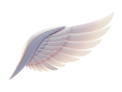 White Angel Wing Minimalist 3D Rendering in a Soft Smooth Renderer png