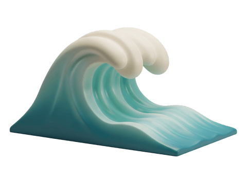 Stylized Ocean Wave Minimalist 3D Rendering Soft And Smooth Renderer png