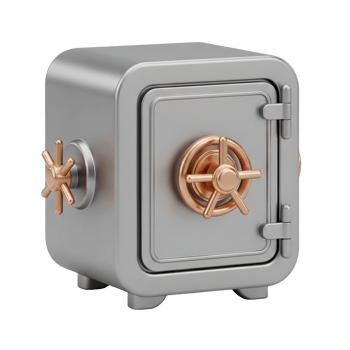 Closed Metal Safe Minimalist 3D Rendering in a Soft And Smooth Renderer png