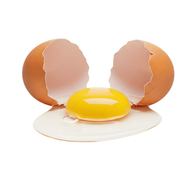 Cracked Egg with Yolk Minimalist 3D Rendering in Soft And Smooth Renderer png