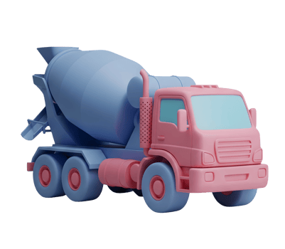 Cement Mixer Truck Minimalist 3D Rendering in a Smooth Renderer png