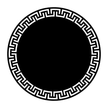 Greek round frame. Patterns of Greece and ancient Rome. Greek circle frame. Round greek ornament. Black and white design element. Typical egyptian, assyrian, greek motives. Template for laser cutting vector