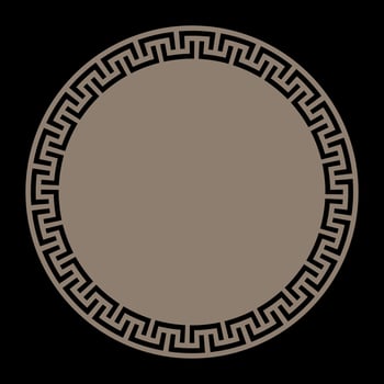 Greek gold round frame. Patterns of Greece and ancient Rome. Greek circle frame. Round greek ornament. Golden design element. Typical egyptian, assyrian, greek motives. Template for laser cutting. vector