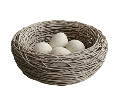 Birds Nest with Eggs Minimalist Rendering Smooth Renderer png