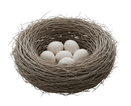 Birds Nest with Eggs Minimalist 3D Rendering and Smooth Renderer png