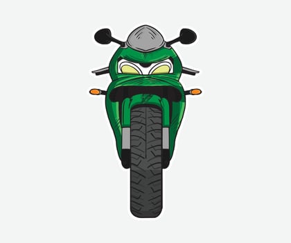 A green motorcycle is shown on a white background vector