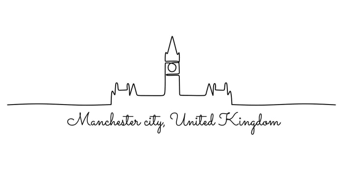 Manchester Cityscape One Line Drawing vector